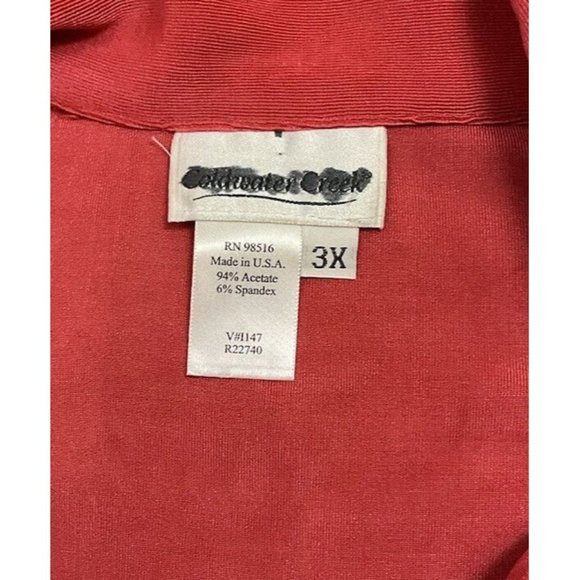 Coldwater Creek 3X Orange Acetate Slinky Button Up Back Long Sleeve Top - Picture 7 of 8